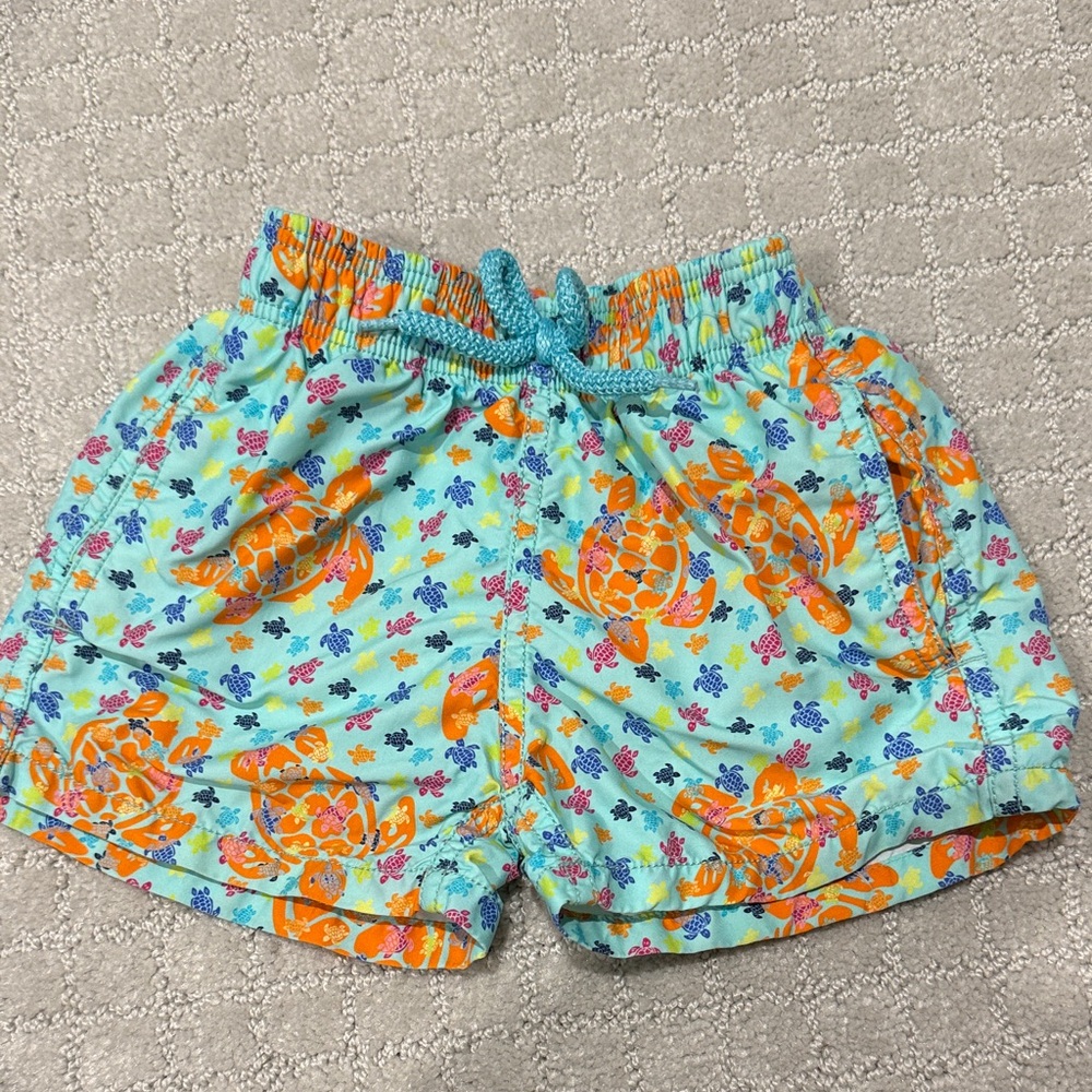 Vilebrequin Aqua and Orange Turtle Swim Shorts